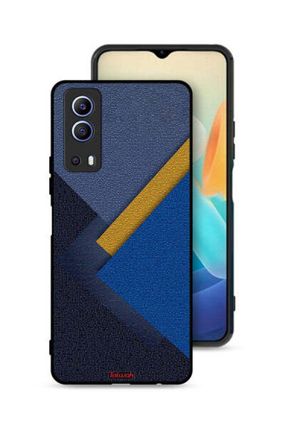 Tolwak غطاء حماية جلدي بنقشة مثلثات لهاتف Vivo Y72 5G