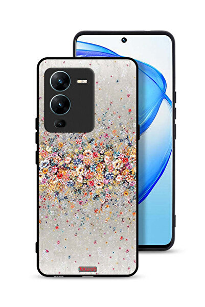 Tolwak غطاء حماية Vivo V25 Pro 5G بنقشة زهور صغيرة وفن تجريدي