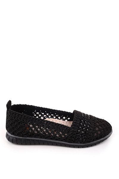 Papuçsepeti Shoe Basket 4756 Women's Lace Knitted Daily Stone Ballerina Shoes