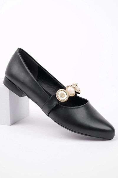 Papuçsepeti Shoe Basket Bk06 Comfortable Sole Brooch Detailed Daily Women's Ballerina Shoes
