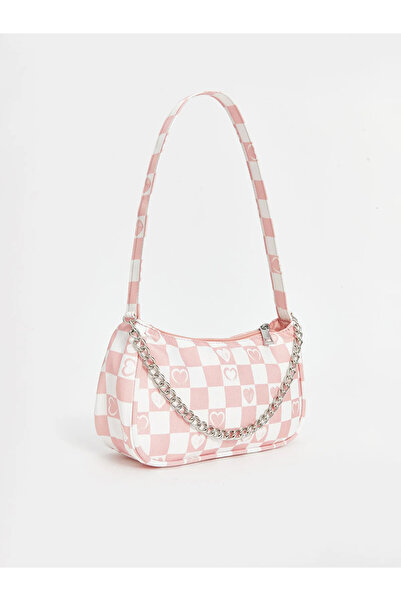 LC Waikiki Plaid Patterned Girl's Baguette Bag