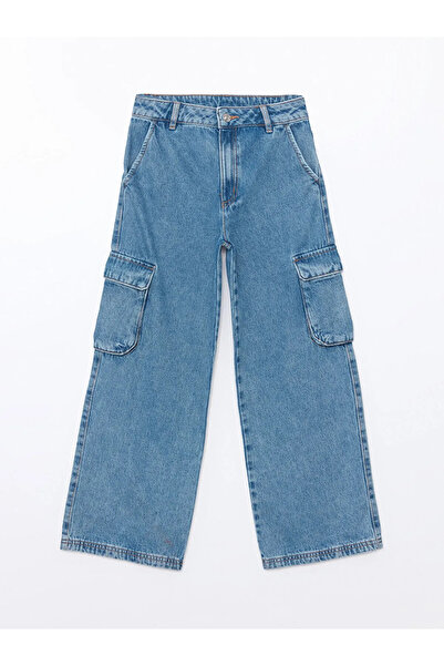 LC Waikiki Blue Wideleg Girl's Jean Trousers