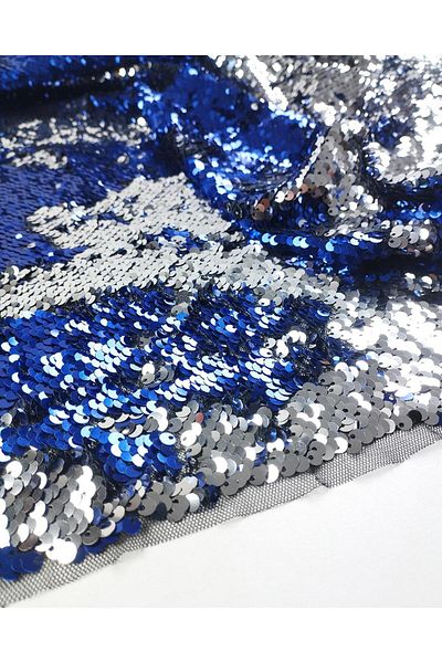 Kumaş Parça Lame Navy Blue Colored Double Sided Sequin Sequin (Width 130 cm X Length 290 cm)