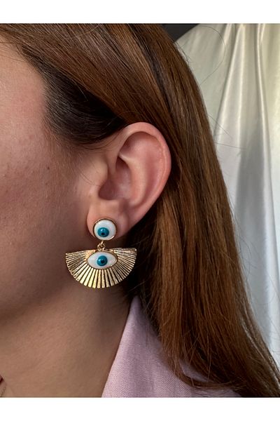 Petra Jeweils Gold Earrings with Evil Eye Beads