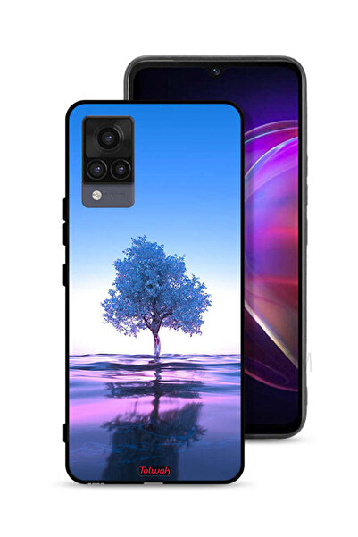 Tolwak غطاء حماية لهاتف Vivo V21 بتصميم شجرة نيون وانعكاس مائي فني رقمي