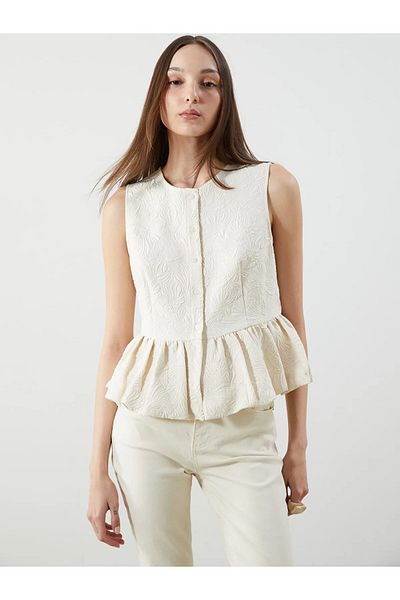 LC Waikiki Crew Neck Textured Blouse
