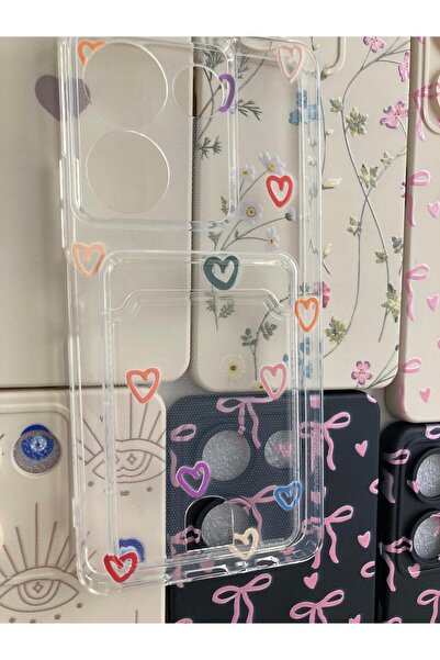 Newon Tecno Camon 20 Kalp Printed Transparent Card Holder Silicone Phone Case Cover (Ck6N Compatible)