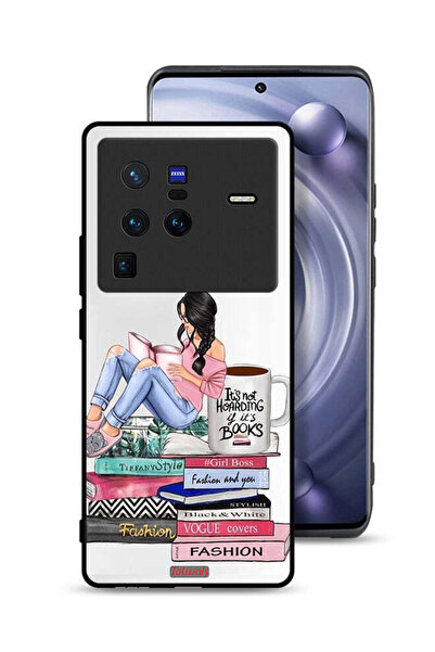 Tolwak غطاء حماية لهاتف Vivo X80 Pro بتصميم فتاة وكتب أزياء فنية