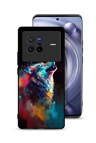 Tolwak غطاء حماية لهاتف Vivo X80 بتصميم الذئب الملون