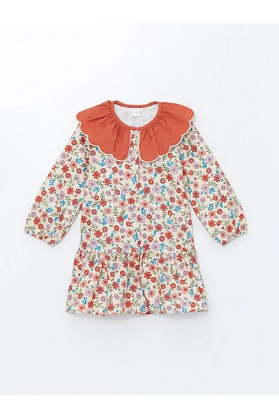 LC Waikiki Baby Collar Long Sleeve Floral Baby Girl Dress
