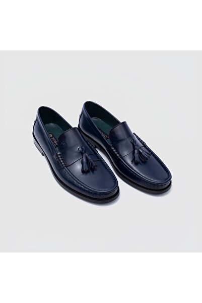 TOGO Lacivert Hakiki Deri Erkek Loafer Ayakkabı [052289]