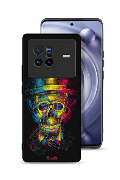 Tolwak غطاء حماية Vivo X80 بتصميم جمجمة وقبعة ملونة وفن خيالي