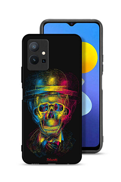Tolwak غطاء حماية لهاتف Vivo Y75 5G بتصميم جمجمة وقبعة ملونة وفن خيالي