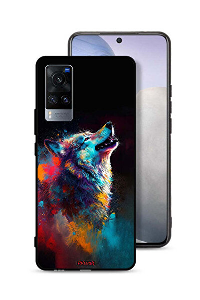 Tolwak Vivo X60 Protective Case Cover Wolf Colorful Art
