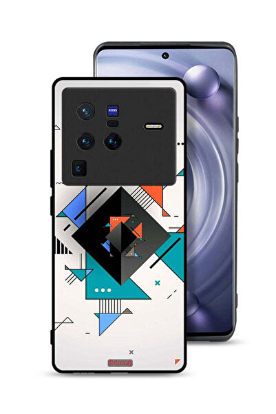 Tolwak غطاء حماية لهاتف Vivo X80 Pro بأشكال مربعة ومثلثة ونمط تجريدي