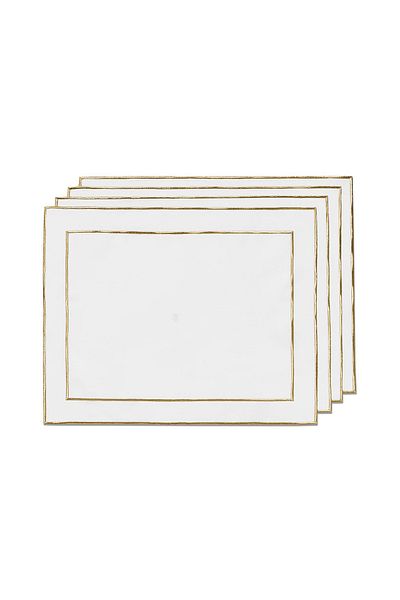 Priene Plain Embroidered Silk Linen American Service (4 Pieces 35X50Cm)