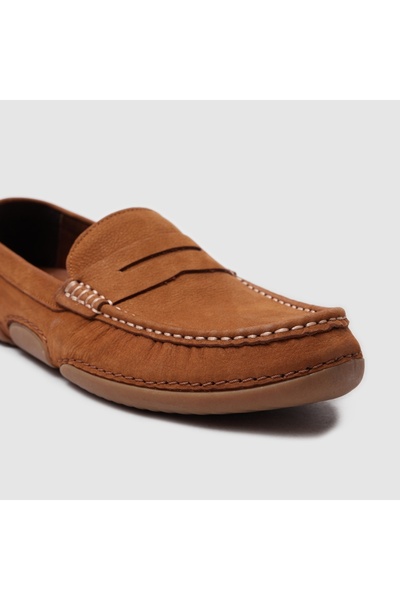 TOGO Taba Nubuk Hakiki Deri Erkek Loafer Ayakkabı [052219]