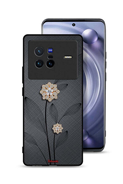 Tolwak غطاء حماية لهاتف Vivo X80 بتصميم زهور ماسية