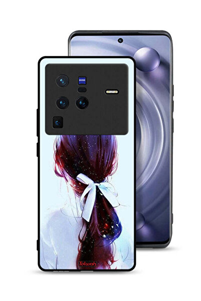Tolwak غطاء حماية Vivo X80 Pro بتصميم ربطة شعر مع رباط شعر وفن فتاة