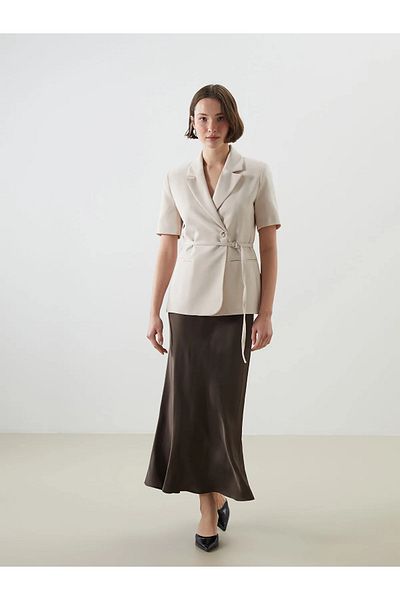 LC Waikiki Crepe Women's Blazer Jacket with Belted Waist
