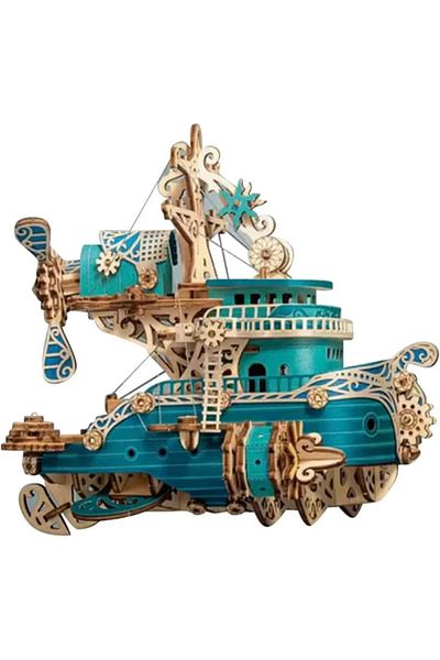 Robotime 3D Puzzle, Ship of Dreams, blue, HC, wood, 102 pieces