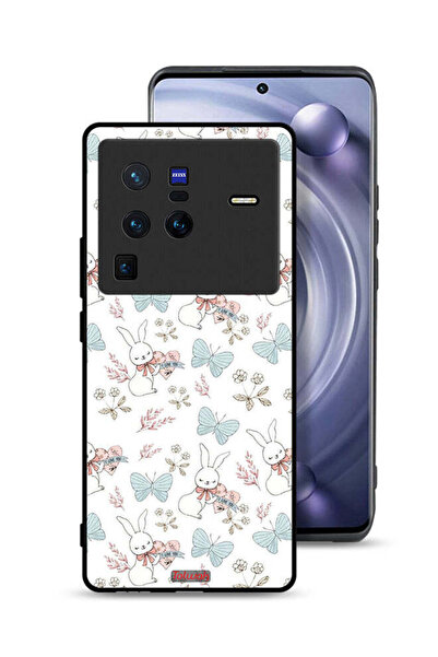 Tolwak غطاء حماية لهاتف Vivo X80 Pro بطبعة أرنب وفراشات