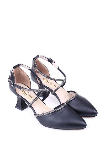 Papuçsepeti Shoe Basket 4845 Women's 6 cm Heeled Stone & Skin Shoes