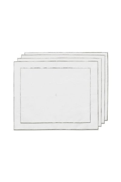 Priene Plain Embroidered Silk Linen American Service (4 Pieces 35X50Cm)
