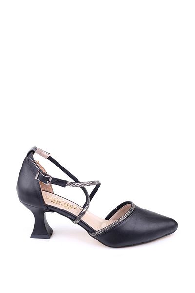 Papuçsepeti Shoe Basket 4845 Women's 6 cm Heeled Stone & Skin Shoes