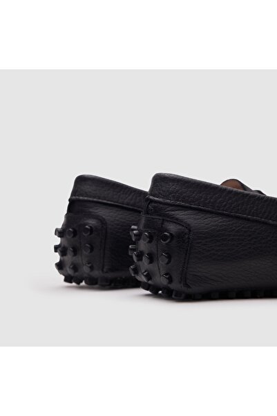 TOGO Siyah Floater Hakiki Deri Kadın Loafer Ayakkabı [060037]