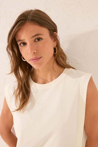 Women'secret 100% ivory cotton straps T-shirt