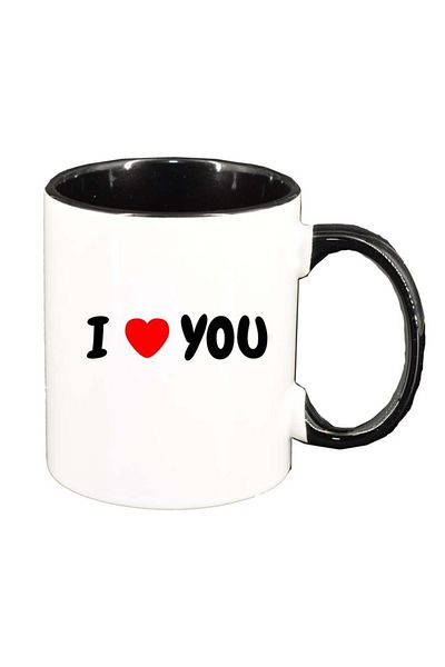 INOVATIX Personalized white mug, Love, black interior, D392, INOVATIX®. 330ml