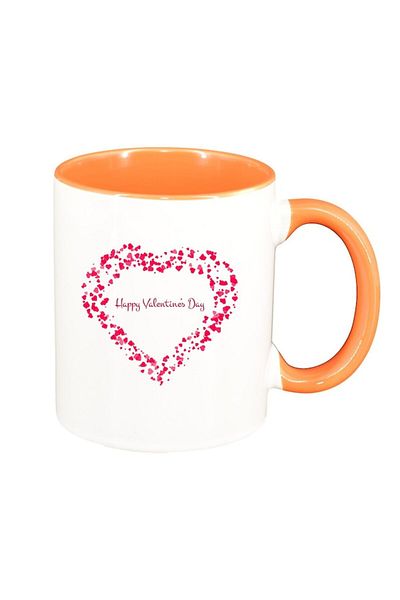 INOVATIX Personalized white mug, Love, orange interior, D401, INOVATIX®. 330ml