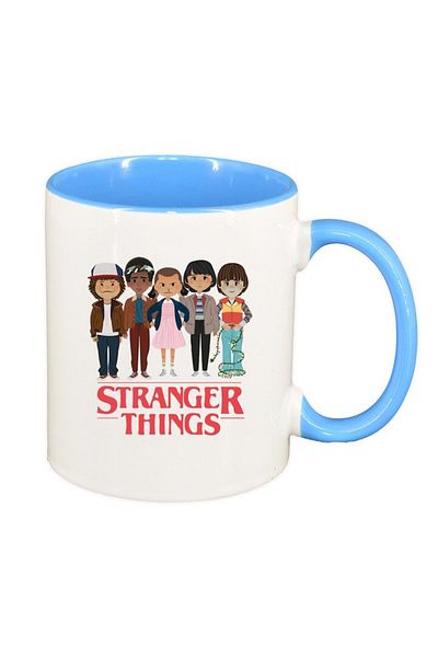 INOVATIX Personalized white mug, Stranger Things, blue interior, D1293, INOVATIX®. 330ml