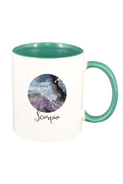 INOVATIX Персонализирана бяла чаша, Зодиак, Скорпион, зелена вътрешност, D138...