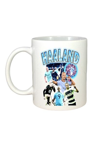 INOVATIX Personalized White Mug, Haaland Goal, White Handle and Interior, ®. 330ml