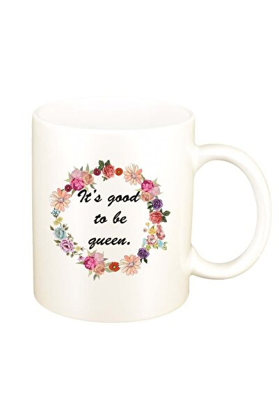 INOVATIX Cana albă personalizată, Flori, It's good to be a queen, D1049, INOVATIX®. 330ml