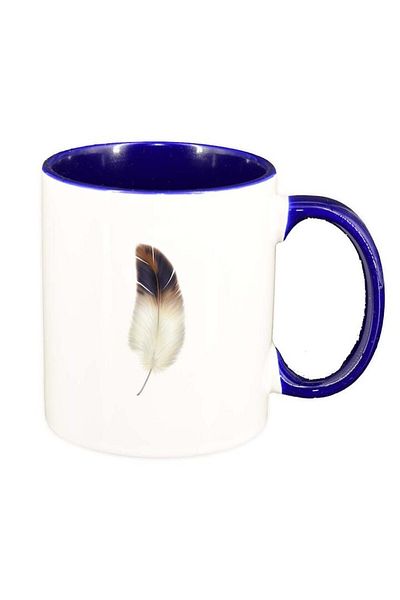 INOVATIX Cana alba personalizata, Feather, interior albastru inchis, D232, INOVATIX®. 330ml
