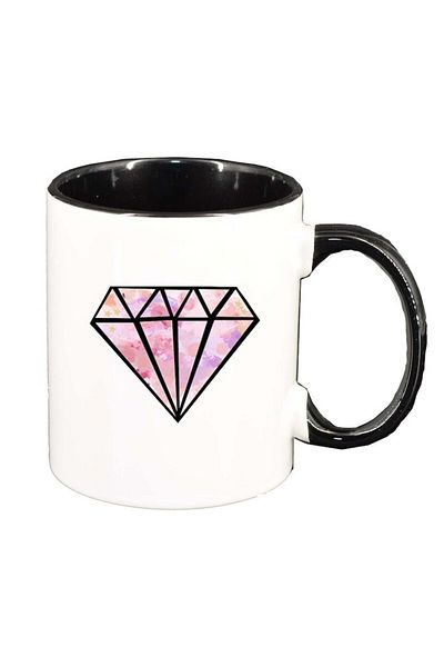 INOVATIX Cana alba personalizata, Diamant, interior negru, D224, INOVATIX®. 330ml