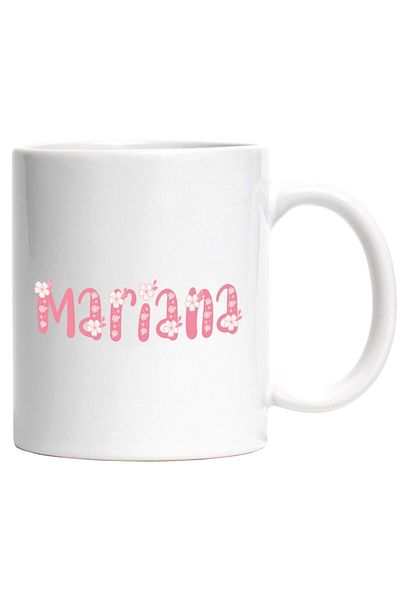 INOVATIX Personalized white mug, Name Mariana, Flowers, Colorful, Pink, Cute, INOVATIX®. 330ml