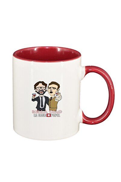 INOVATIX Εξατομικευμένη λευκή κούπα, La Casa De Papel, σκούρο κόκκινο εσωτερι...