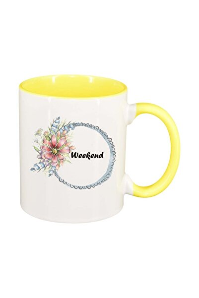 INOVATIX Cana alba personalizata, Flori, Weekend, interior galben, D1035, INO...