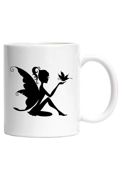 INOVATIX Personalized white mug, a fairy with a butterfly, INOVATIX®. 330ml