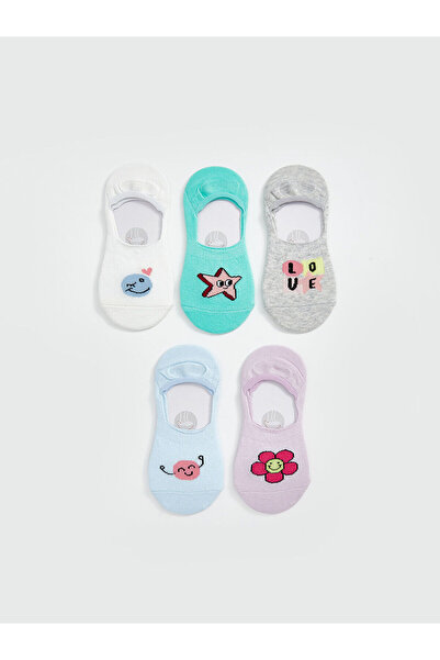 LC Waikiki Lcw Kids Ecru Patterned Girls' Ballerina Socks with Nevavm Difference