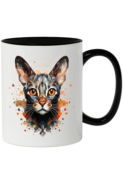 INOVATIX Personalized white mug, , Mosaic, Circle, Geometric, Triangle, Rhombus, with Black Handle, INOVATIX®. 330ml