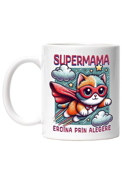 INOVATIX Personalized white mug, Super Mom, Superhero, Heroine By Choice, INOVATIX®. 330ml