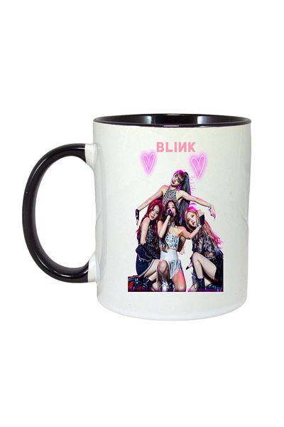 INOVATIX Personalized White Mug, Blink Band, Black Handle and Interior, ®. 330ml