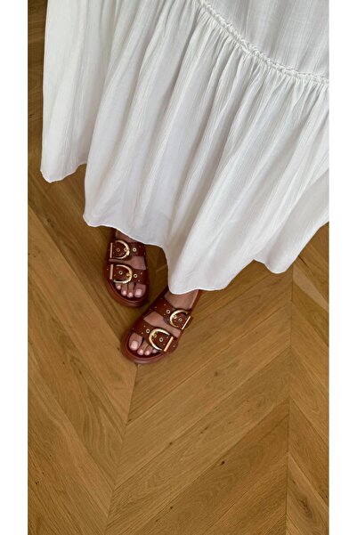 Eataly Shoes Thick Double Striped Tan Women's Slippers