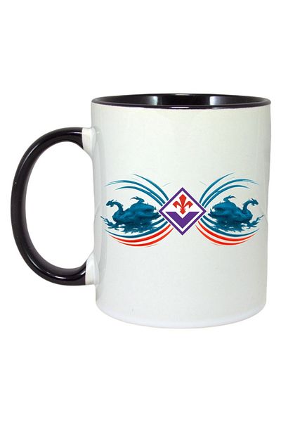INOVATIX Personalized White Mug, Acf Fiorentina Italy, Black Handle and Interior, ®. 330ml