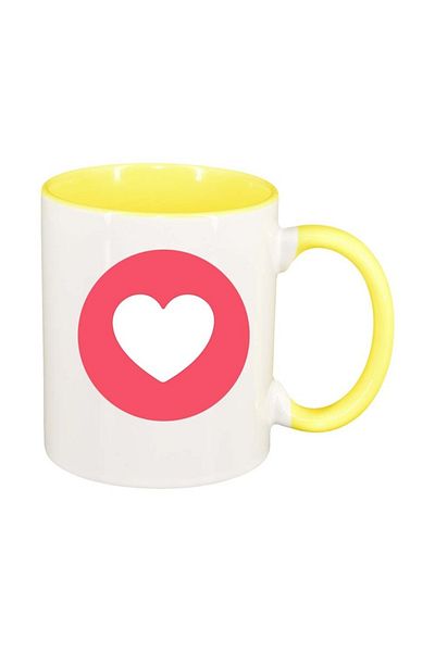INOVATIX Personalized white mug, Love, yellow interior, D328, INOVATIX®. 330ml